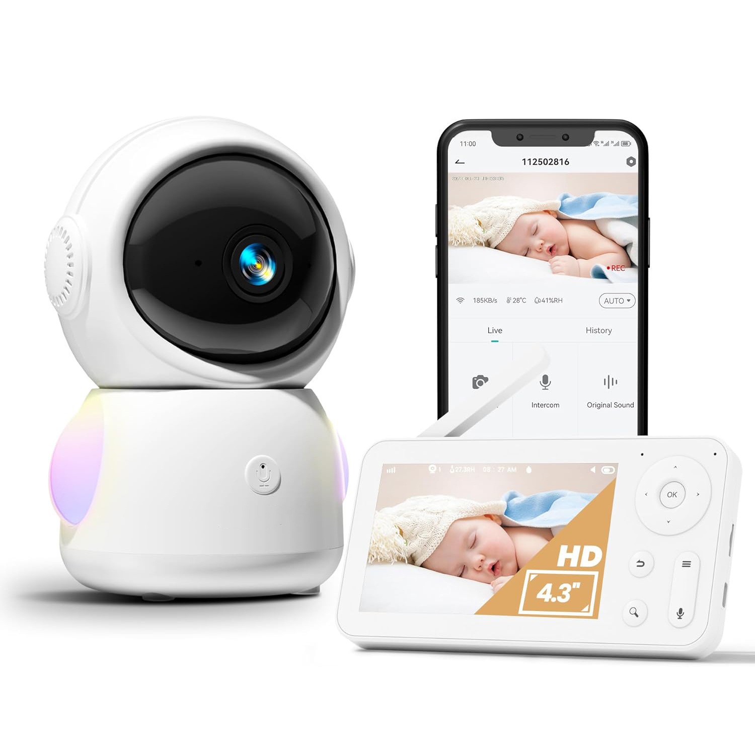 Wireless Baby Monitor - 4.3Inch Screen 2MP 1080P Full Color