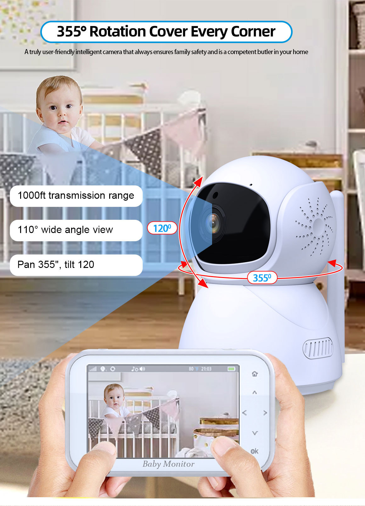 720P Wireless PTZ Baby Monitor - Wireless Baby Monitor review and price