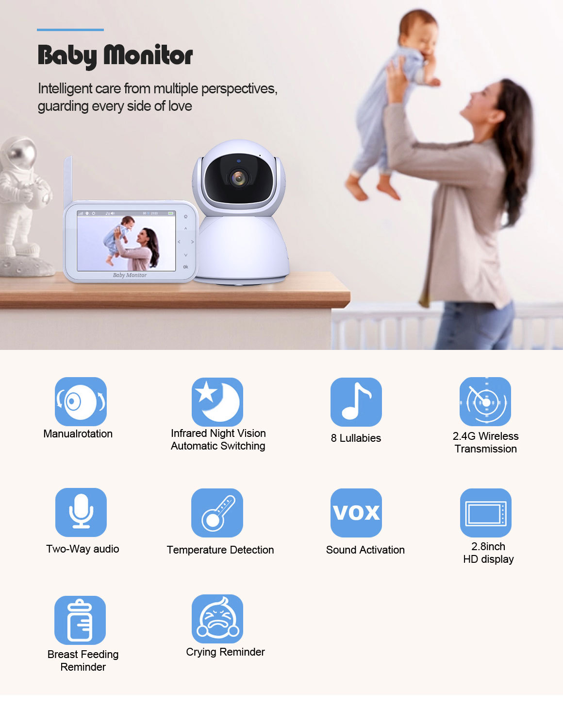 720P Wireless PTZ Baby Monitor - Wireless Baby Monitor review and price